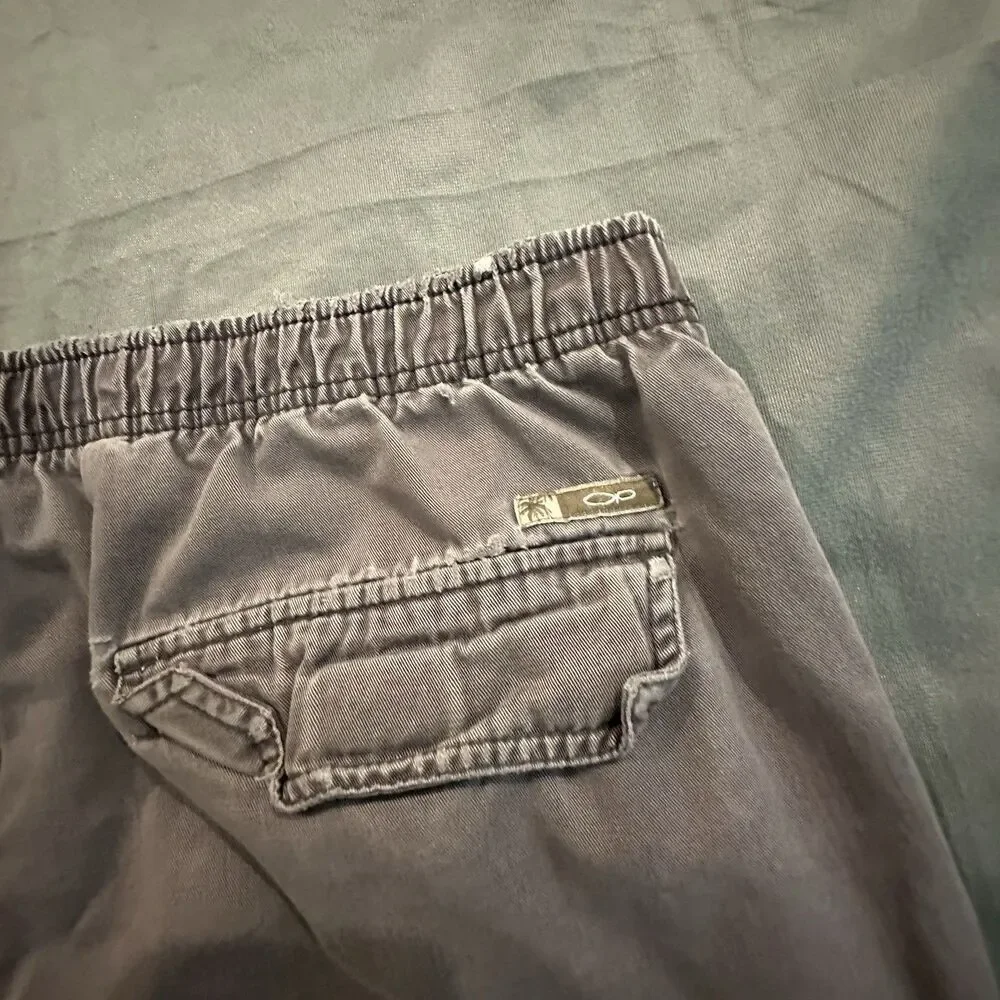 Ocean Pacific Cargo Shorts Mens L Distressed Drawstring Pockets Y2K Faded Khaki